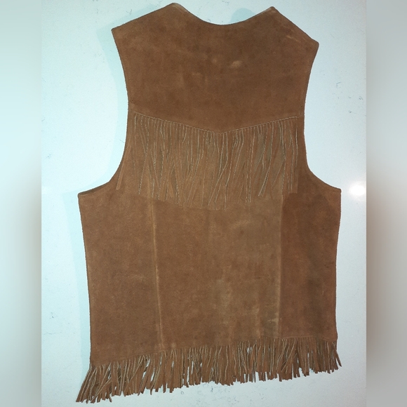 Rich Brown Western Leather Fringe Vest Size 42 Excellent Used Condition - Picture 7 of 7